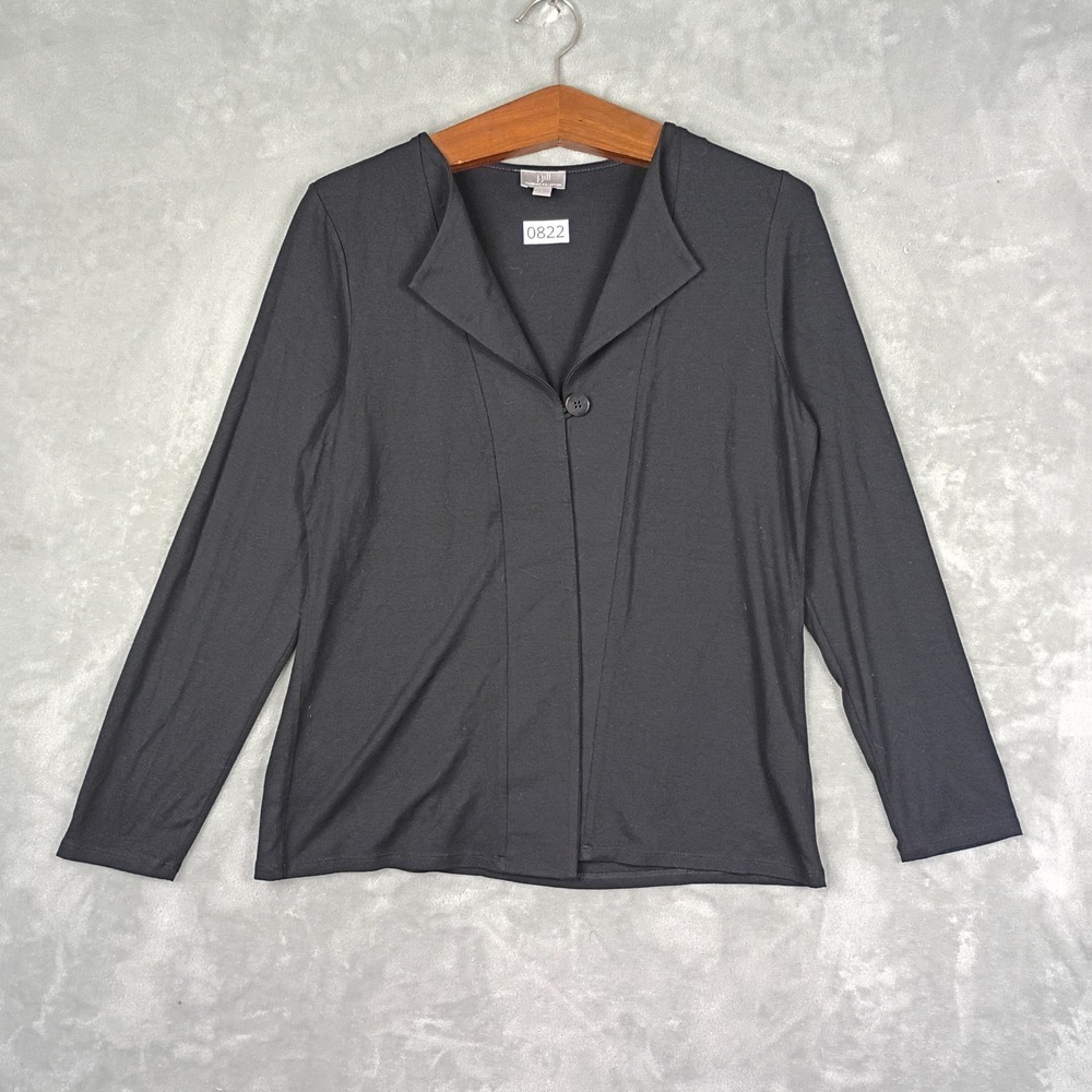 J. Jill Wearever Top Womens Medium Black Long Sleeve Button Front Workwear Basic